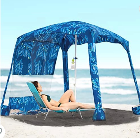 Photo 1 of AMMSUN Beach Cabana,6.2'×6.2' Beach Canopy,Easy Set up and Take Down,Cool Cabana Beach Tent with Sand Pockets,Instant Sun Shelter with Privacy Sunwall,Blue