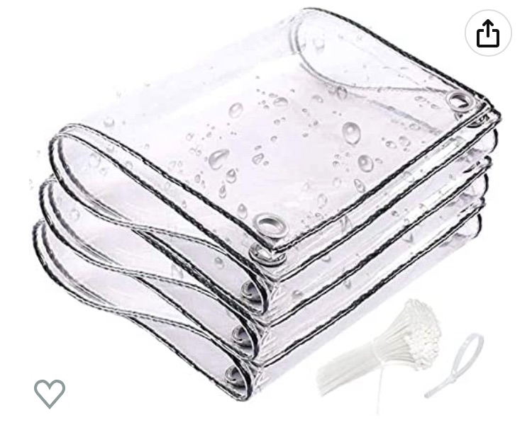 Photo 1 of 8 x 13 ft Clear Waterproof Tarp, PVC 11.8 Mil Tarpaulin with Grommets and Cable Tie, Duty Heavy Tear Resistant Cover for Camping, Plants Greenhouse, Cars, Patio and Pavilion (8' x 13')