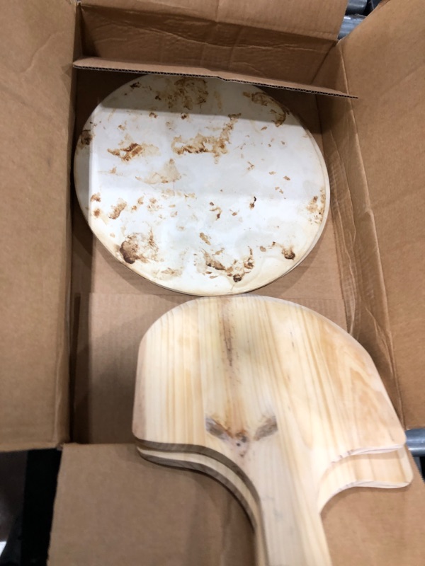 Photo 1 of 15 Inch Round Pizza Stone With Wooden Pizza Paddle