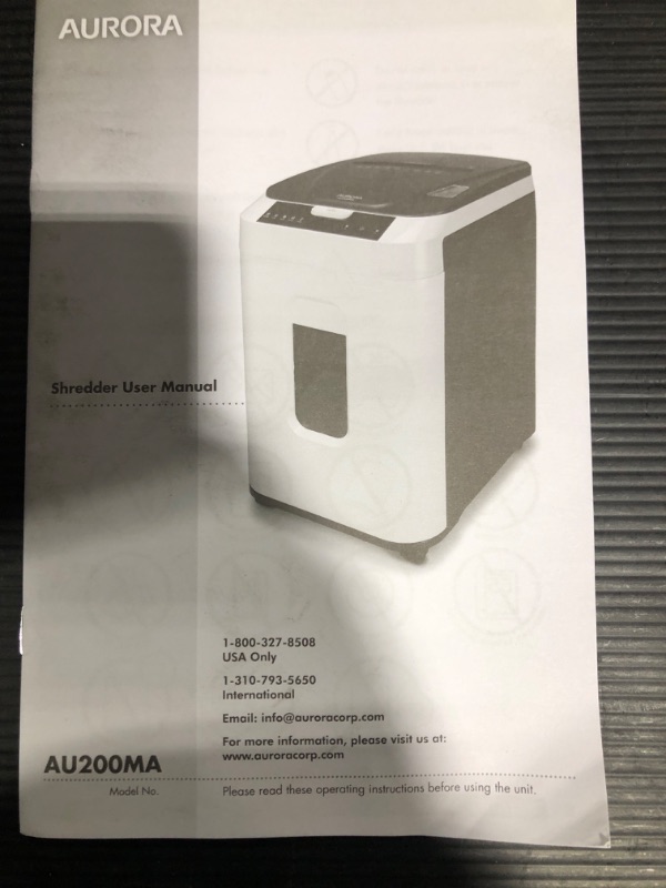 Photo 7 of Aurora Commercial Grade 200-Sheet Auto Feed High Security Micro-Cut Paper Shredder/ 60 Minutes/ Security Level P-5 