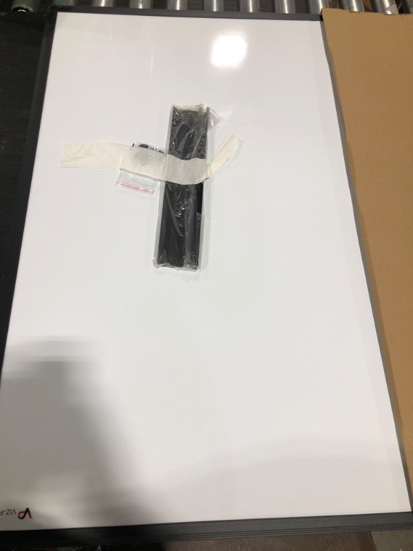 Photo 1 of VIZ-PRO Magnetic Dry Erase White Board, 48 X 36 Inches, Black Aluminium Frame Black 48 X 36 Inches