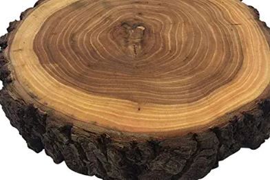 Photo 1 of 11inches-14Inches Dia x2Inches Thick Wooden bark Cake Stand Rustic and Round for Wedding Centerpiece,Cupcake Stand,Country and Natural Decor
