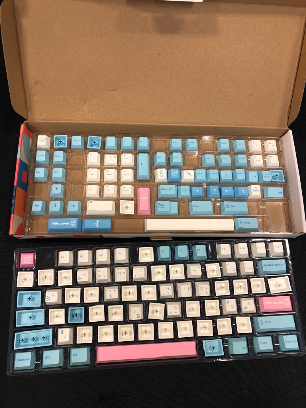 Photo 2 of Hyekit Keycaps 140 Keys PBT Dye-Sublimation Milk Cover Keycap Cherry Profile Keyboard keycaps for 61/87/104/108/84/64/98/96 Mechanical Keyboard