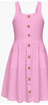 Photo 1 of Arshiner Girl's Spaghetti Strap Button Down Midi Sleeveless Summer Casual Sundress A-line Dress with Pockets (SIZE 12Years)