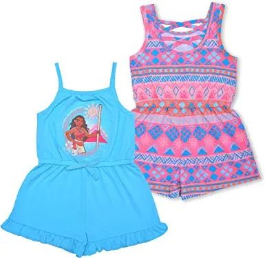 Photo 1 of Disney’s The Little Mermaid 2-Pack Sleeveless Romper Shorts for Girls, Toddler’s Summer Outfit