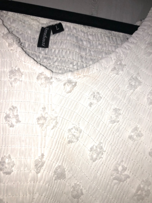 Photo 1 of Annebouti Women Flutter Sleeve V Neck Ruffle Floral/Swiss Dot Smocked Mini Dress - SIZE L