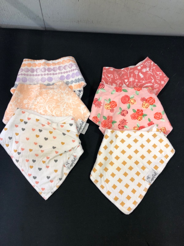 Photo 2 of Baby Bandana Drool Bibs for Drooling and Teething 6 Pack Gift Set for Girls “Amelia Set" by Copper Pearl