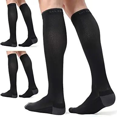 Photo 1 of 3 Pairs Compression Socks for Men and Women 20-30 mmHg Running Support Socks SIZE UNKNOWN (POSSIBLY LARGE-XLARGE)
