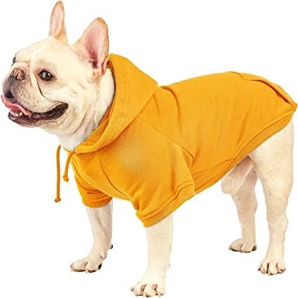 Photo 1 of Basic Dog Hoodie Pet Clothes Sweater with Hat, Casual Sports Hoodie Sweatshirt for Medium Large Dogs (Pet Hoodie Orange, Medium)
