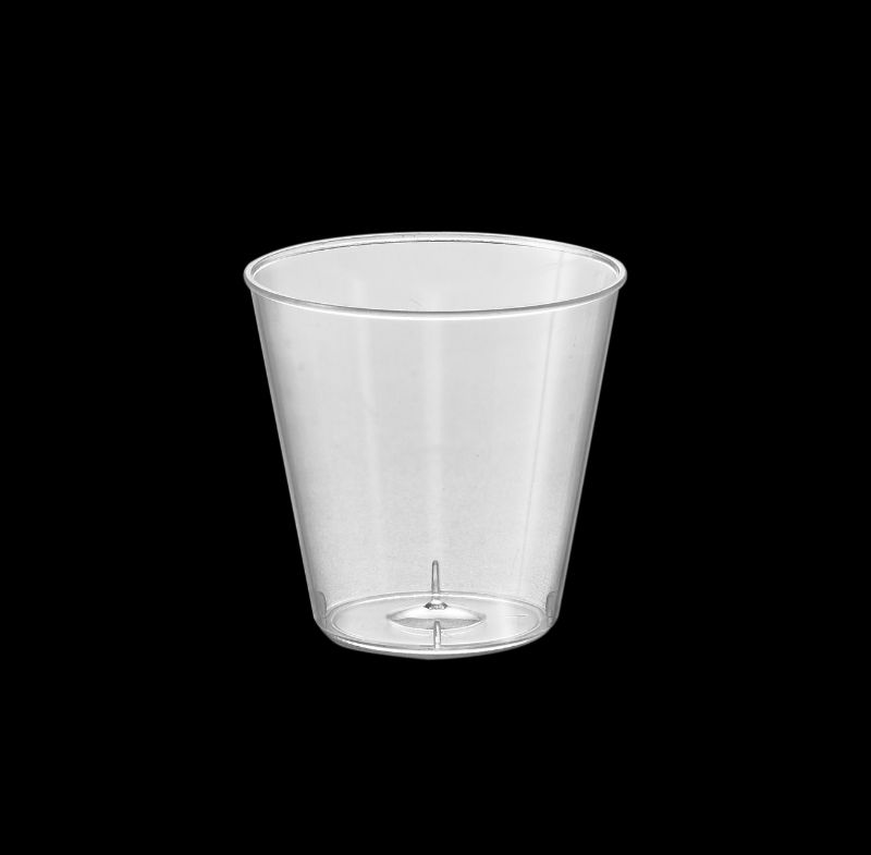 Photo 1 of 1oz Round Shot Glasses Clear Plastic Disposable Cups, Perfect Container for Sampling and Condiments - 1 Case 50 ct ( 2 pack ) 