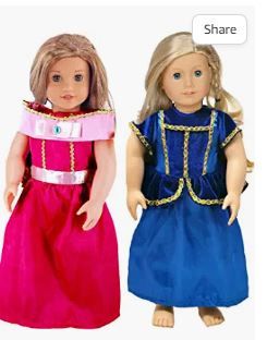 Photo 1 of Doll Clothes Gifts,Princess Costume Dress Set Fits American Girl Dolls.Christmas or Birthday Gift for Girls age 4-12
