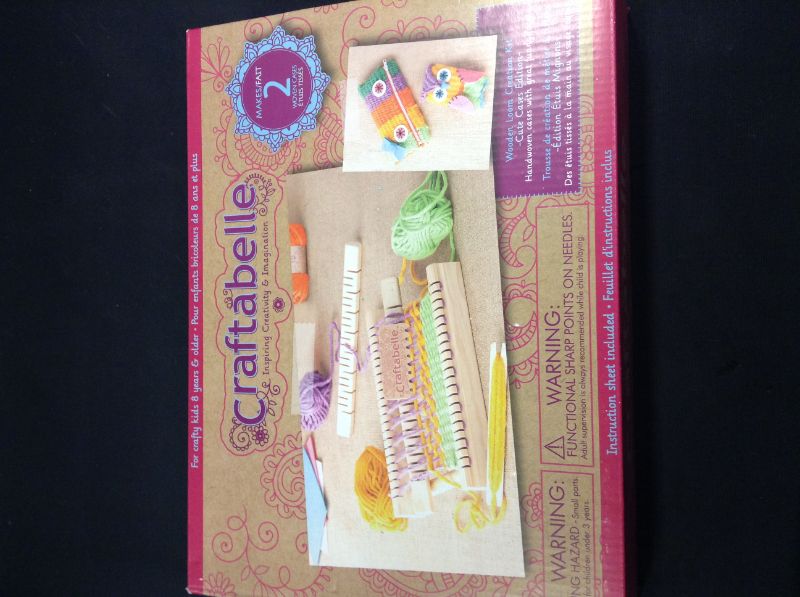 Photo 2 of Craftabelle – Wooden Loom Creation Kit – Beginner Knitting Loom Kit – 19pc Weaving Set with Yarn and Frame – DIY Craft Kits for Kids Aged 8 Years + --- FACTORY SEALED ---
