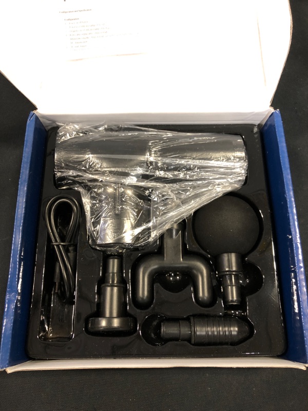 Photo 1 of Exrebon Mini Massage Gun - Small Electric Percussion Muscle Travel Massager Gun Mini – USB Quiet Deep Tissue Fascia Portable Compact Lightweight Massage Gun with 4 Massage Heads 4 Speed Black