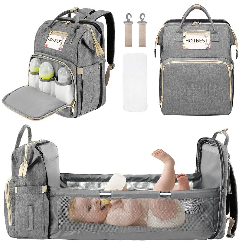 Photo 1 of Diaper Bag Backpack with Changing Station, Travel Diaper Bag for Boys Girls, Baby Registry Search Shower Gifts for Mom Dad, Baby Stuff for Newborn Essentials Items, Multifunction Diaper Backpack, Gray