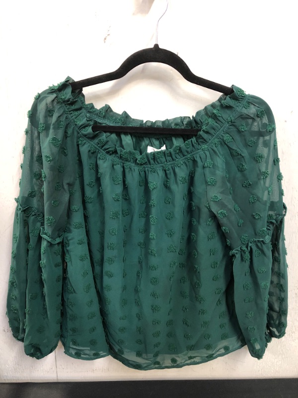 Photo 2 of Blooming Jelly Women's Off The Shoulder Tops Chiffon Blouses Long Sleeve Shirts Flattering Pom Pom Top (SIZE:M)