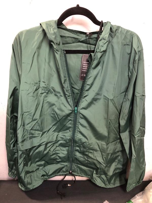 Photo 2 of Avoogue Raincoat Women Lightweight Waterproof Rain Jackets Packable Outdoor Hooded Windbreaker (SIZE: M)