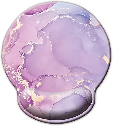 Photo 1 of Memory Foam Wrist Support Mouse Pad Comfortable Padded Wrist Mousepads 9in X10in Desktop Notebook Mouse Mat (Light Purple Marble Foam)
