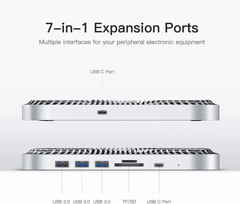 Photo 2 of USB-C Hub with Hard Drive Enclosure for Mac Mini M1, Type C Docking Station with SATA SSD/HDD Slot, Dual USB 3.0/2.0 Port, TF/SD Card Readers, Compatible with Mac Mini 2018/2020