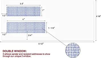 Photo 2 of 500#10 Double Window Security Business Mailing Envelopes - Perfect Size for Multiple Business Statements, Quickbooks Invoices, and Return Envelopes - Number 10 Size 4-1/8 x 9-1/2 - White - 24 LB