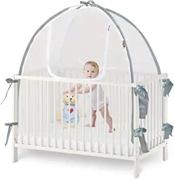 Photo 2 of Baby Crib Tent Safety Net, Durable Strong Net, Self-Locking Zippers, Protects from Baby Climbing Out and, from Insects, Mosquitoes, Installs with Strong Rods (Crib Tent 52.25" - 28.25")