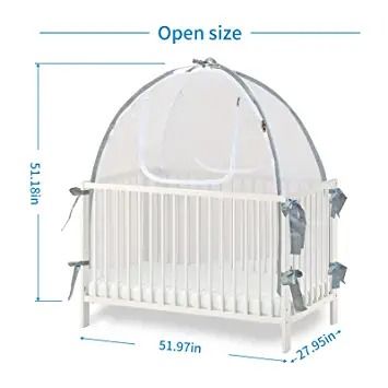 Photo 3 of Baby Crib Tent Safety Net, Durable Strong Net, Self-Locking Zippers, Protects from Baby Climbing Out and, from Insects, Mosquitoes, Installs with Strong Rods (Crib Tent 52.25" - 28.25")