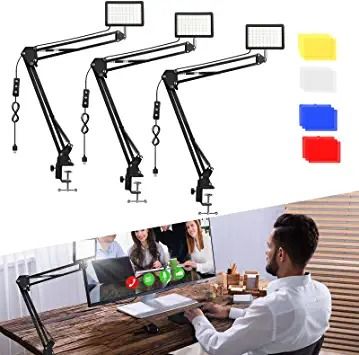Photo 1 of 3 Packs 70 LED Video Conference Lighting with C Clamp Arm Stand/Color Filters, Obeamiu 5600K USB Studio Light Kit for Photography, Portrait YouTube, Zoom Call, Live Streaming