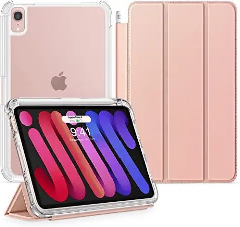 Photo 1 of Valkit Case for iPad Mini 6th Generation 8.3 Inch 2021 with Pencil Holder, Shockproof Protective and Detachable ,Supports Pencil 2 Charging[Auto Sleep/Wake], Rose Gold