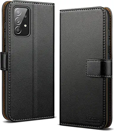 Photo 1 of HOOMIL Samsung Galaxy A52 Case, [MagFlip Series] Wallet Case with Card Holder Kickstand Flip PU Leather Phone Case for Samsung A52 (Black)
