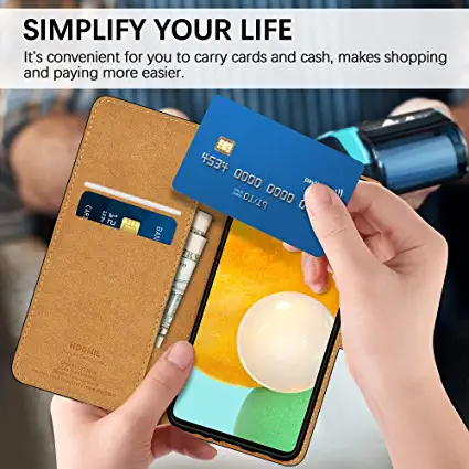 Photo 2 of HOOMIL Samsung Galaxy A52 Case, [MagFlip Series] Wallet Case with Card Holder Kickstand Flip PU Leather Phone Case for Samsung A52 (Black)
