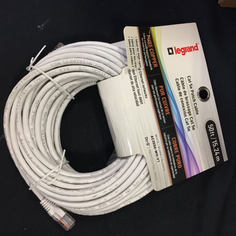 Photo 3 of Legrand - On-Q CAT 5e Patch Cable, 10Gbps Ethernet Speed, Computer Networking Cord/Data Cable, 50-foot, AC3550WHV1

