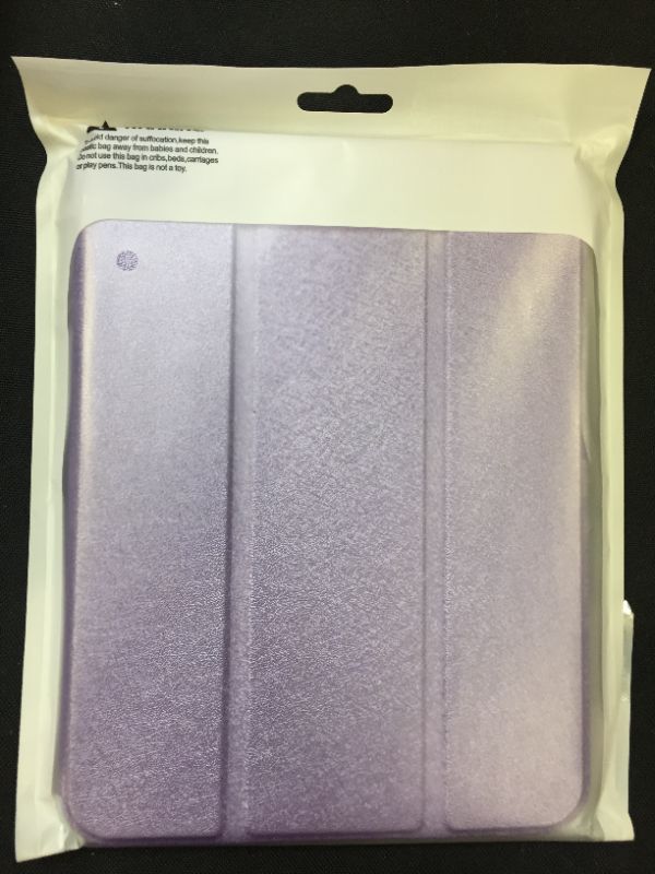 Photo 2 of Bokeer iPad Mini 6 Case/iPad Mini 6th Generation Case with Pencil Holder, Hard PC Translucent Frosted Back with Soft Edge Bumper, Support Auto Sleep/Wake (Purple)
