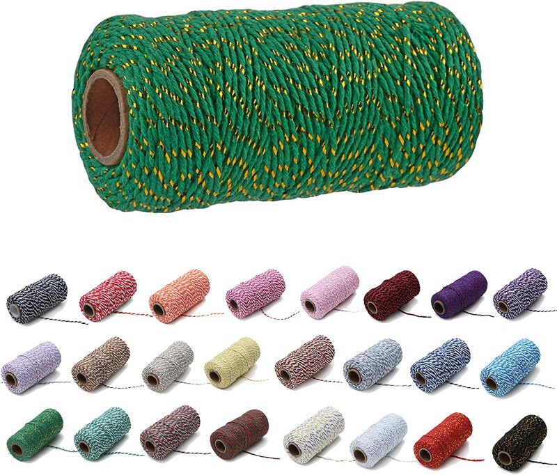 Photo 2 of 3pc lot, 1 Roll 2mm 109 Yard Colourful Cotton Cord Bakers Twine DIY Crafts Gift Wrapping Christmas Wedding Home Decor String Rope (Khaki+White), 1 Roll 2mm 109 Yard Colourful Cotton Cord Bakers Twine DIY Crafts Gift Wrapping Christmas Wedding Home Decor S