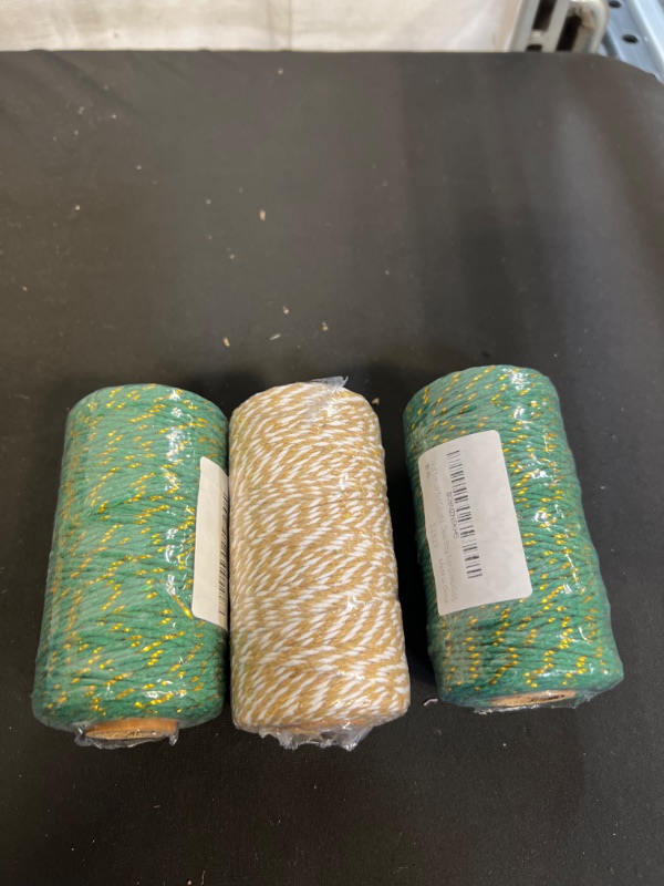 Photo 1 of 3pc lot, 1 Roll 2mm 109 Yard Colourful Cotton Cord Bakers Twine DIY Crafts Gift Wrapping Christmas Wedding Home Decor String Rope (Khaki+White), 1 Roll 2mm 109 Yard Colourful Cotton Cord Bakers Twine DIY Crafts Gift Wrapping Christmas Wedding Home Decor S