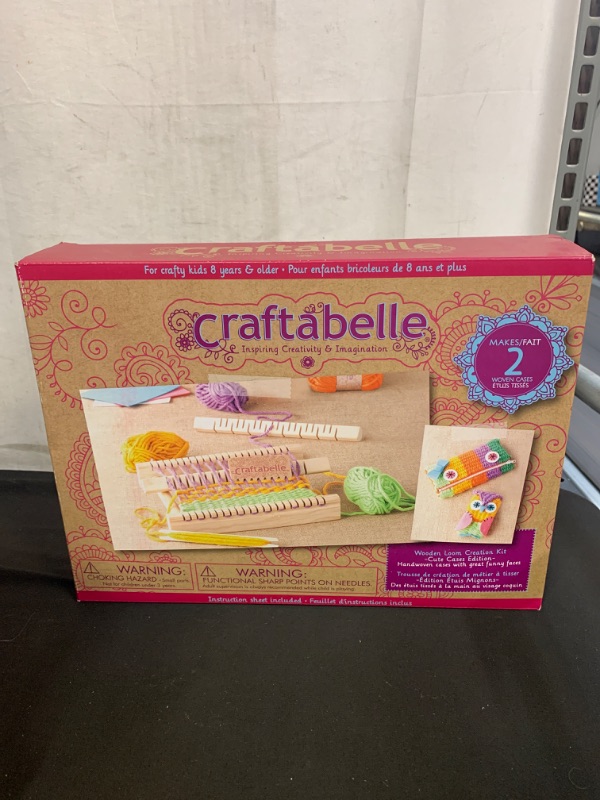 Photo 2 of Craftabelle – Wooden Loom Creation Kit – Beginner Knitting Loom Kit – 19pc Weaving Set with Yarn and Frame – DIY Craft Kits for Kids Aged 8 Years. FACTORY SEALED