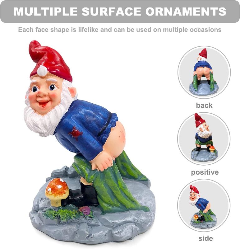 Photo 2 of ACPOP Garden Gnome Statue, Outdoor Garden Gnome Decorations, Bare Buttocks Naughty Gnomes Statue, Funny Resin Gnome Garden Figurines for Outdoor Patio Lawn Yard Decor, 6 inches
