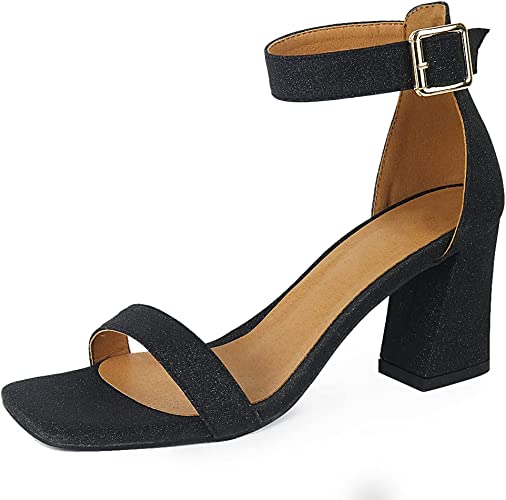Photo 1 of Atsroel Womens Heeled Sandals Chunky Heeled Open Toe Ankle Strap Block Hign Heels Sandals For Women Summer Casual Shoes 40