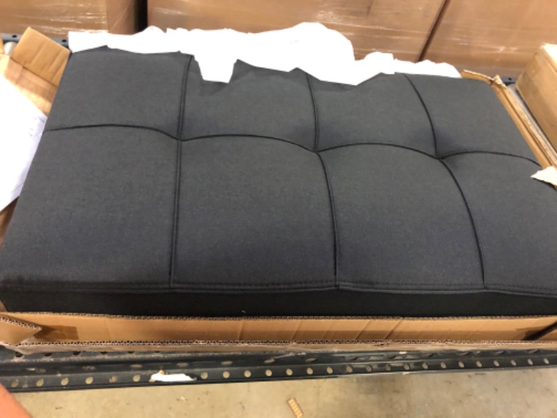 Photo 1 of (BOX NUMBER 3 OF 3 ONLY)STARTO Convertible 3 Piece Fabric Folding Futon Sofa Bed with 2 Cup Holders, Ottoman, Single Sleeper Sofabed w/Removable Armrest and Metal Legs, Gray
