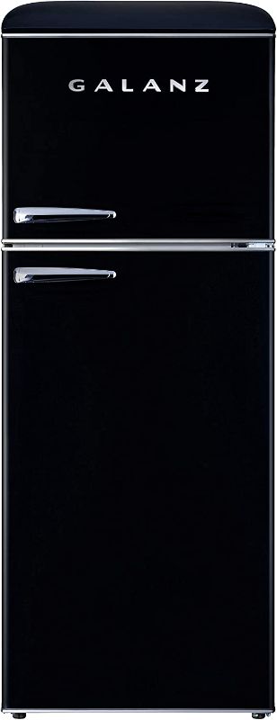 Photo 1 of Galanz GLR10TBKEFR True Top Freezer Retro Refrigerator Frost Free, Dual Door Fridge, Adjustable Electrical Thermostat Control, Black, 10.0 Cu Ft
