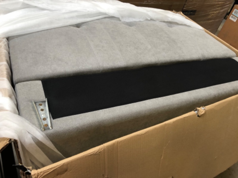 Photo 1 of (ONLY COMES WITH BOX NUMBER 1 OF 3 AND 2 OF 3) Modern Linen Sectional Sleeper Sofa Bed Convertible L-Shape Couch with Storage Chaise Lounge,Side Pockets,Cup Holders,2 Pillows for Living Room Apartment Furniture, Light Gray