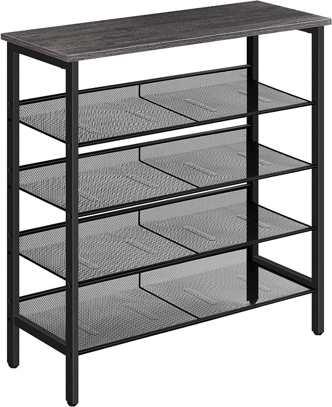 Photo 1 of 5-Tier Shoe Rack Organizer, Metal Mesh Shoe Storage Shelf, for Entryway, Hallway, Closet, Dorm Room, Industrial, Rustic Brown
---- missing some hardware ---