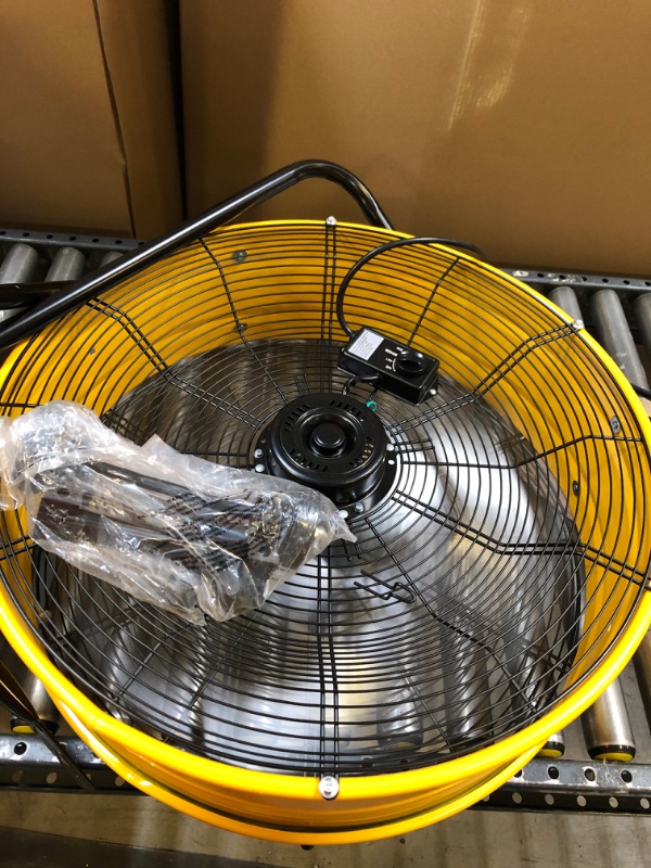 Photo 1 of Simple Deluxe 24 Inch Heavy Duty Metal Industrial Drum Fan, 3 Speed Floor Fan for Warehouse, Workshop, Factory and Basement - High Velocity , Yellow
