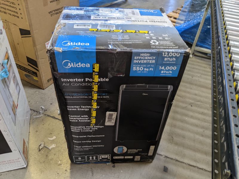 Photo 6 of Midea Duo 14,000 BTU (12,000 BTU SACC) Smart HE Inverter Ultra Quiet Portable Air Conditioner with Heat-Cools Up to 550 Sq. Ft., Works with Alexa/Google Assistant, Includes Remote Control & Window Kit