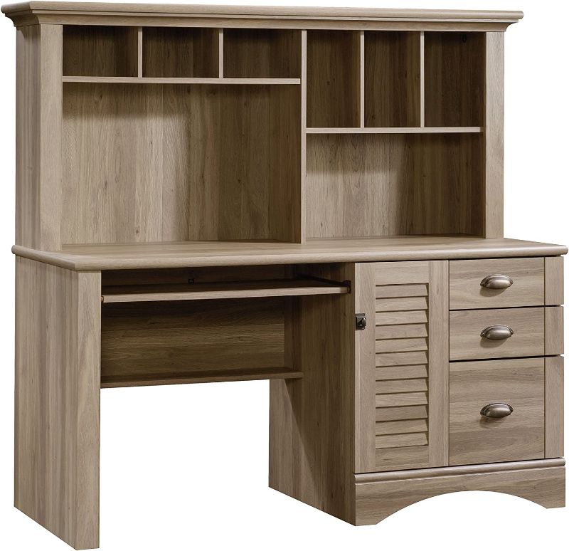 Photo 1 of Sauder Harbor View Computer Desk with Hutch, Salt Oak finish
BOX 1 OF 2