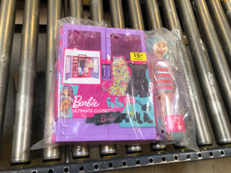 Photo 2 of Barbie Fashionistas Ultimate Closet Portable Fashion Toy with Doll, Clothing, Accessories and Hangers, Gift for 3 Years Old and Up
