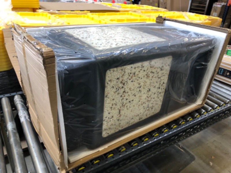 Photo 1 of Safco Products Canmeleon Outdoor/Indoor Aggregate Panel Trash Can 9472NC, Black, Natural Stone Panels, Outdoor/Indoor Use, 38-Gallon Capacity