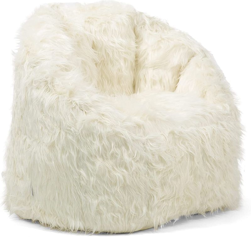 Photo 1 of "Big Joe Milano Beanbag Chair Ivory Shag" (32 x 28 x 25 inches)
