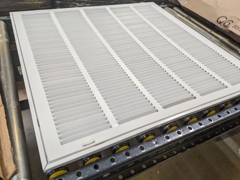 Photo 2 of 26" X 26" Steel Return Air Filter Grille for 1" Filter - Easy Plastic Tabs for Removable Face/Door - HVAC Duct Cover - Flat Stamped Face -White [Outer Dimensions: 27.75w X 27.75h]