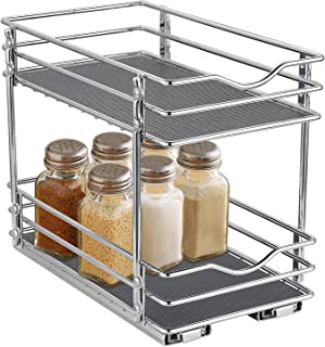 Photo 1 of 2 Tier Pull Out Spice Rack Organizer?8.3"W x 10"D x 9"H? for Cabinet, Slide Out Seasoning Organizer Fits Spices, Sauces, Cans etc
