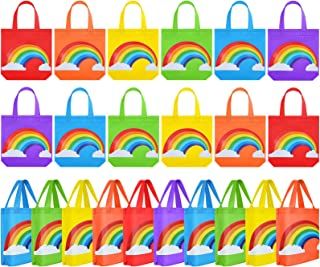 Photo 1 of Aodaer 24 Pieces Rainbow Non-woven Party Bags Tote Treat Bags with Handles 9.8 x 9.8 x 3.1 Inches for Party Favors, Birthday, Wedding, 6 Colors
