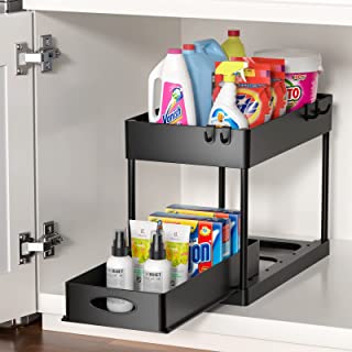 Photo 1 of Appolab 2-Tier Under Sink Organizer with Sliding Storage Drawer, Under Sink Organizers and Storage Under Sliding Cabinet Basket Organizer for Bathroom Kitchen (HAS MINOR CRACK ON SHELF)
